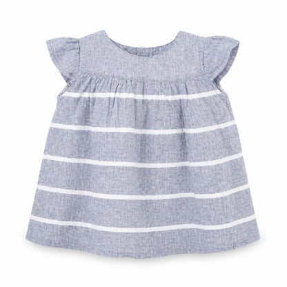 Front view of Batela girls’ blue striped basic blouse, size 2, years