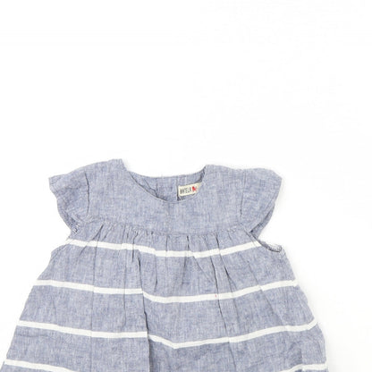 Close-up detail of Batela girls’ blue striped basic blouse, size 2, years
