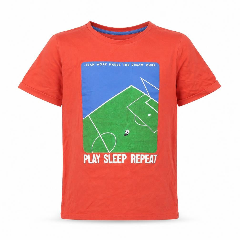 m&s Boys Red   Basic T-Shirt Size 12 Years  - Football