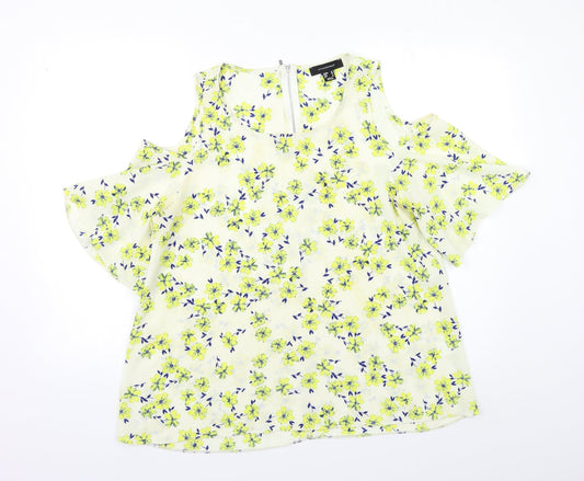 Atmosphere Womens Ivory Floral  Basic Blouse Size 10
