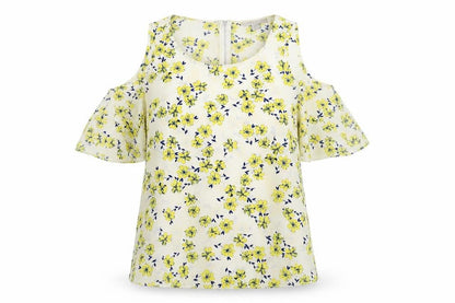 Front view of Atmosphere women’s ivory floral basic blouse, size UK 10