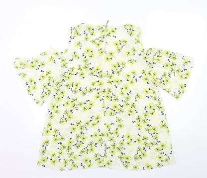 Back view of Atmosphere women’s ivory floral basic blouse, size UK 10