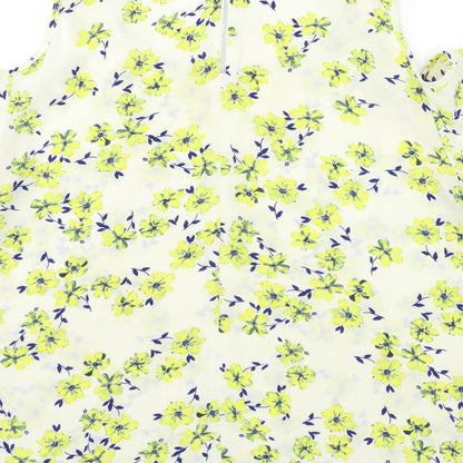 Brand and care label for Atmosphere women’s ivory floral basic blouse, size UK 10