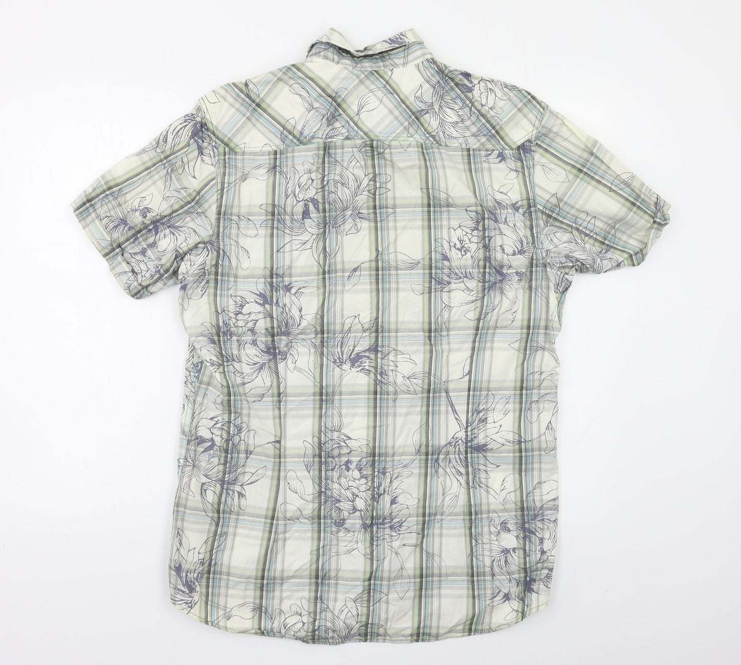 Buirton Mens Green Check   Button-Up Size M