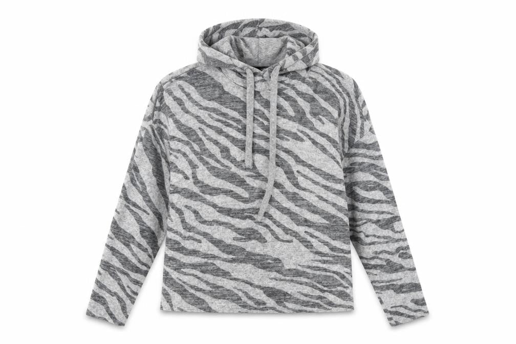 New Look Womens Grey Striped  Pullover Hoodie Size M