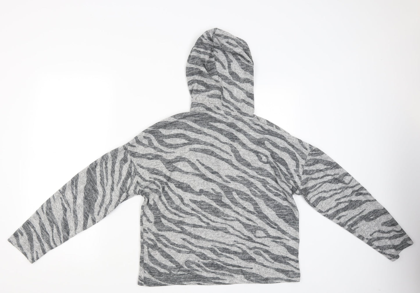 New Look Womens Grey Striped  Pullover Hoodie Size M
