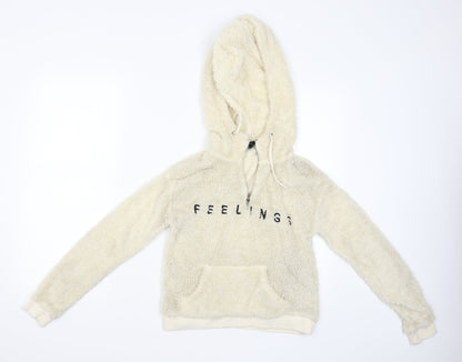 Preloved FOREVER 21 Womens Beige   Pullover Hoodie Size S - Front