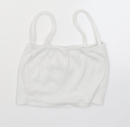 Back view of Missguided women’s white camisole blouse, size UK 10, - butterfly
