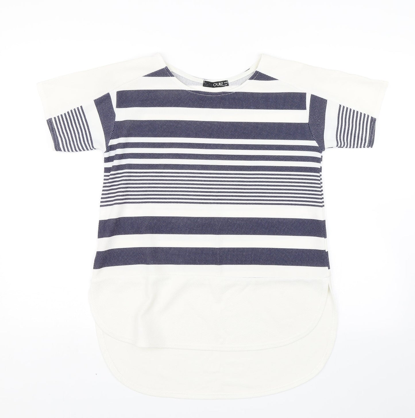Quiz Womens White Striped  Basic Blouse Size 10
