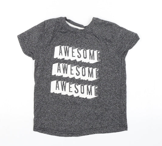 Primark Boys Grey   Basic T-Shirt Size 3-4 Years  - Awesome