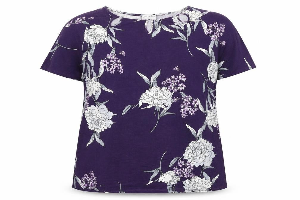 Emeliax Classics Womens Purple Floral  Basic Blouse Size L