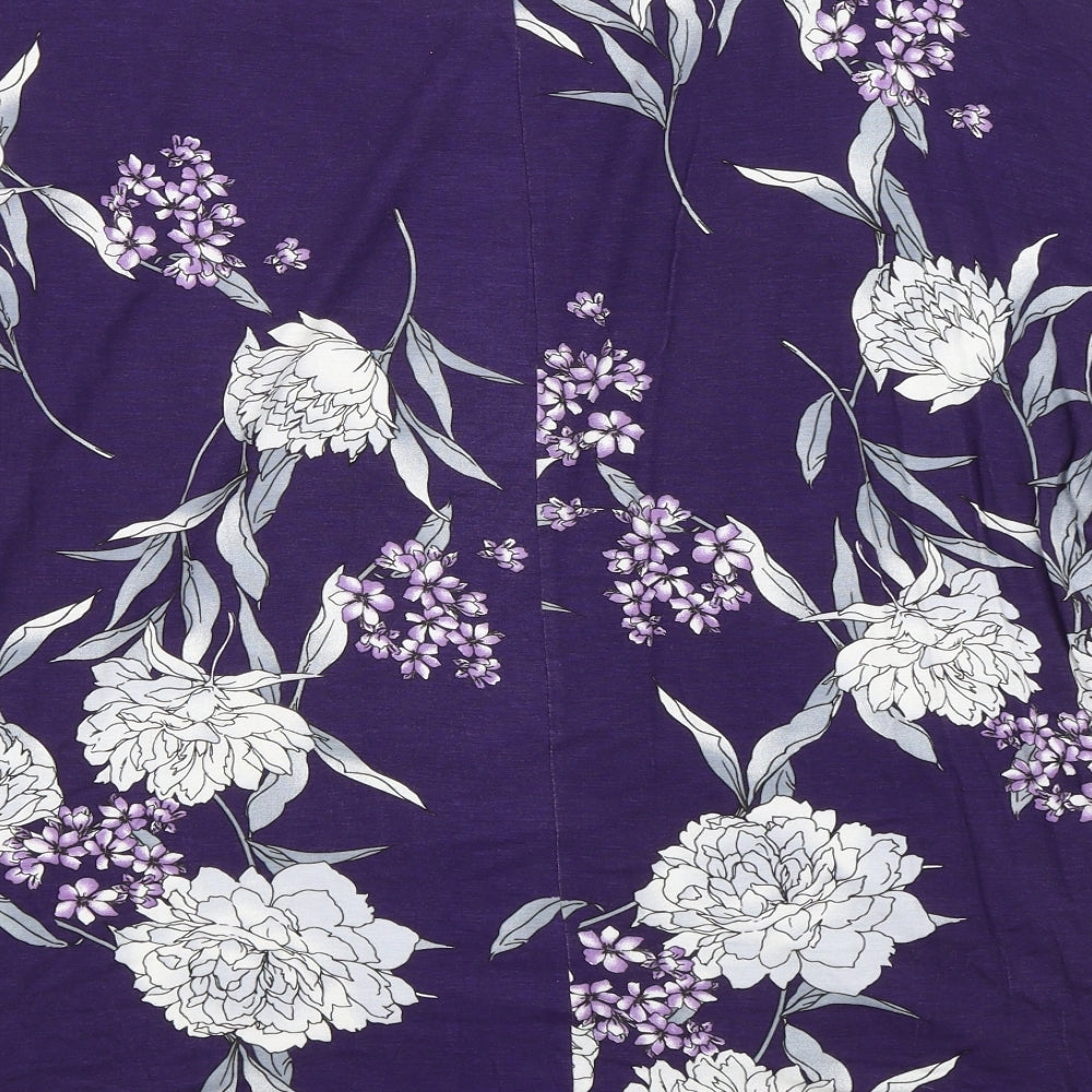 Emeliax Classics Womens Purple Floral  Basic Blouse Size L
