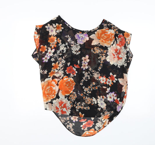 Wallis Womens Black Floral  Basic Blouse Size S
