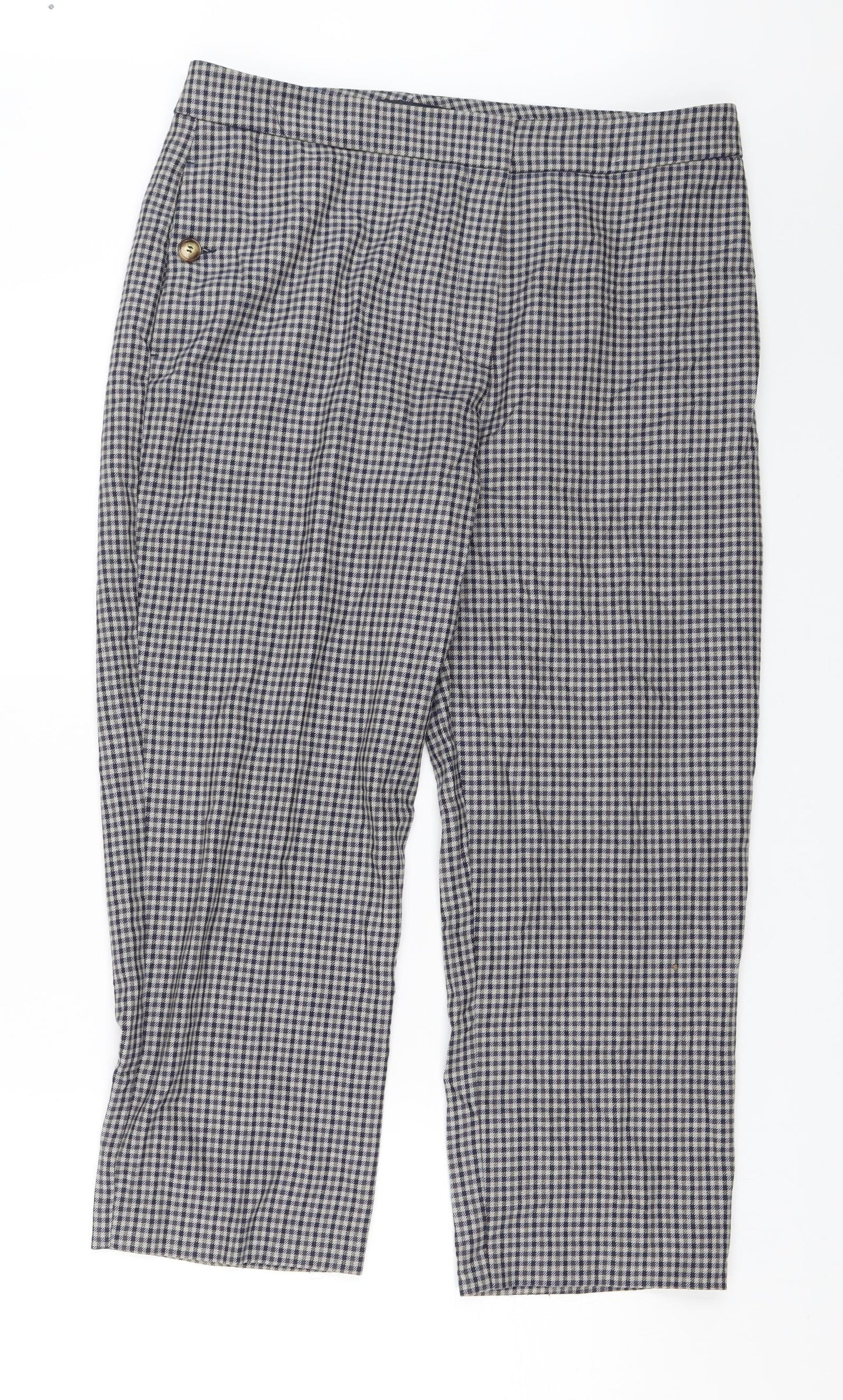 M&S Womens Grey Plaid  Trousers  Size 14 L22 in