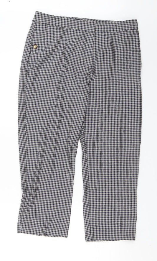 M&S Womens Grey Plaid  Trousers  Size 14 L22 in