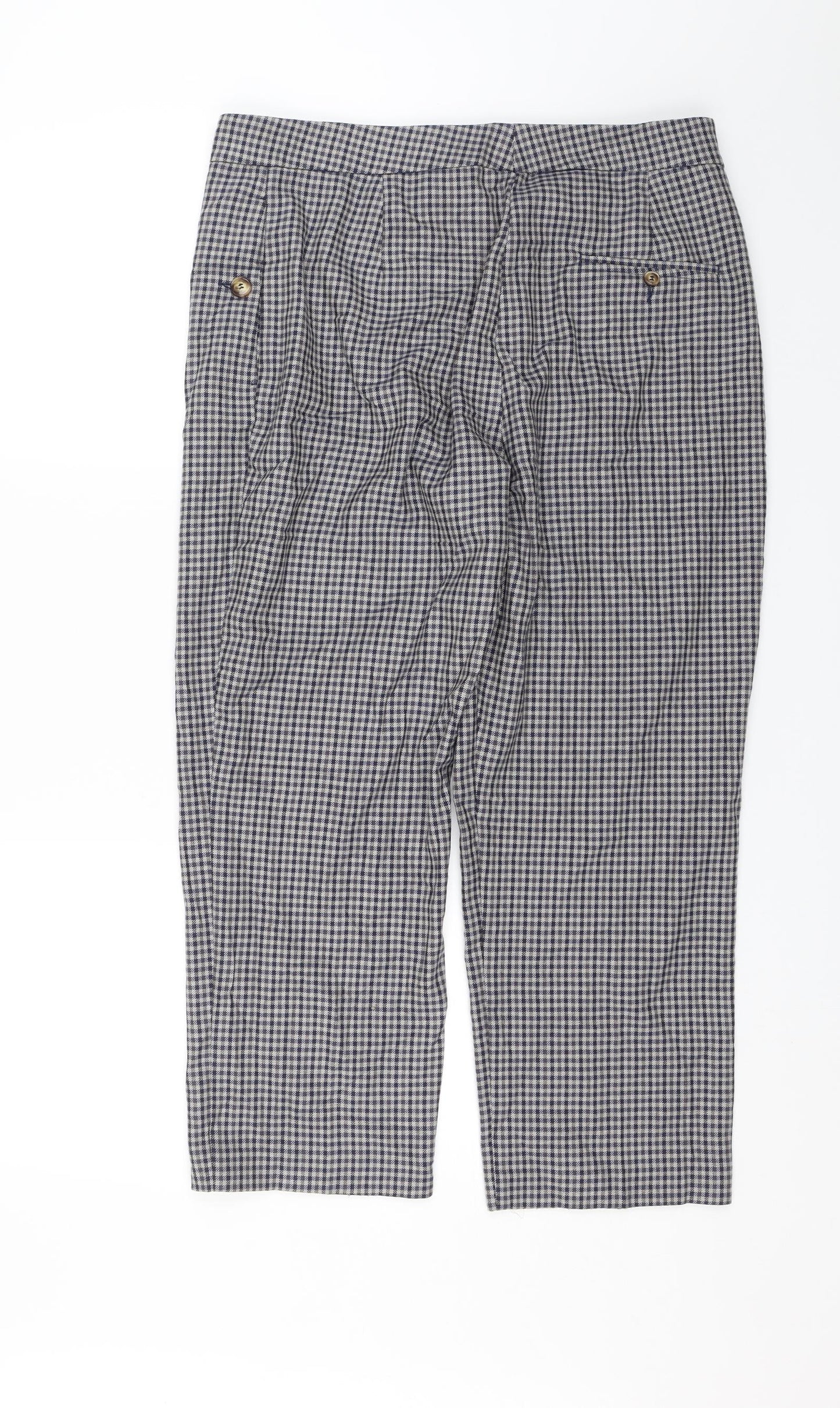 M&S Womens Grey Plaid  Trousers  Size 14 L22 in