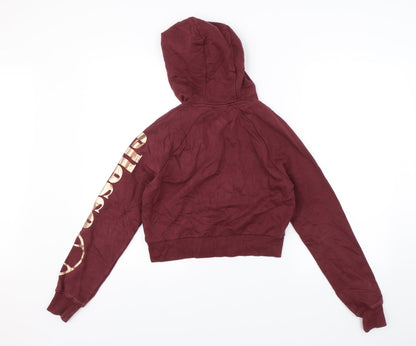 Back view of Ellesse women’s red pullover hoodie, size UK 6