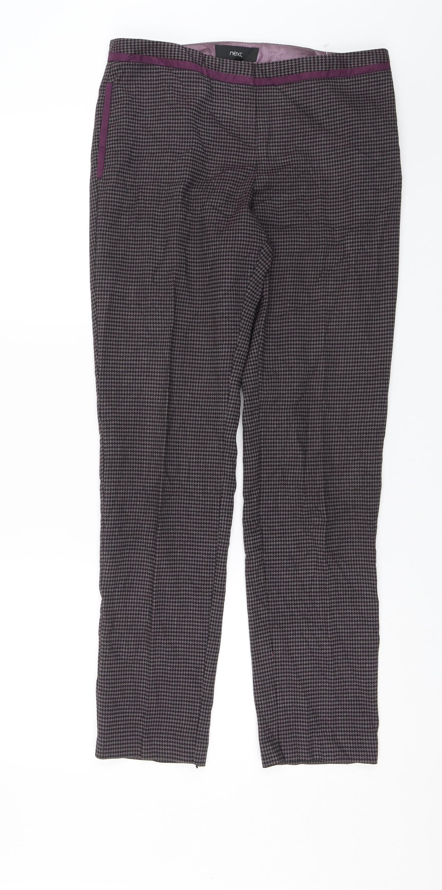 NEXT Womens Purple Check  Trousers  Size 8 L28 in
