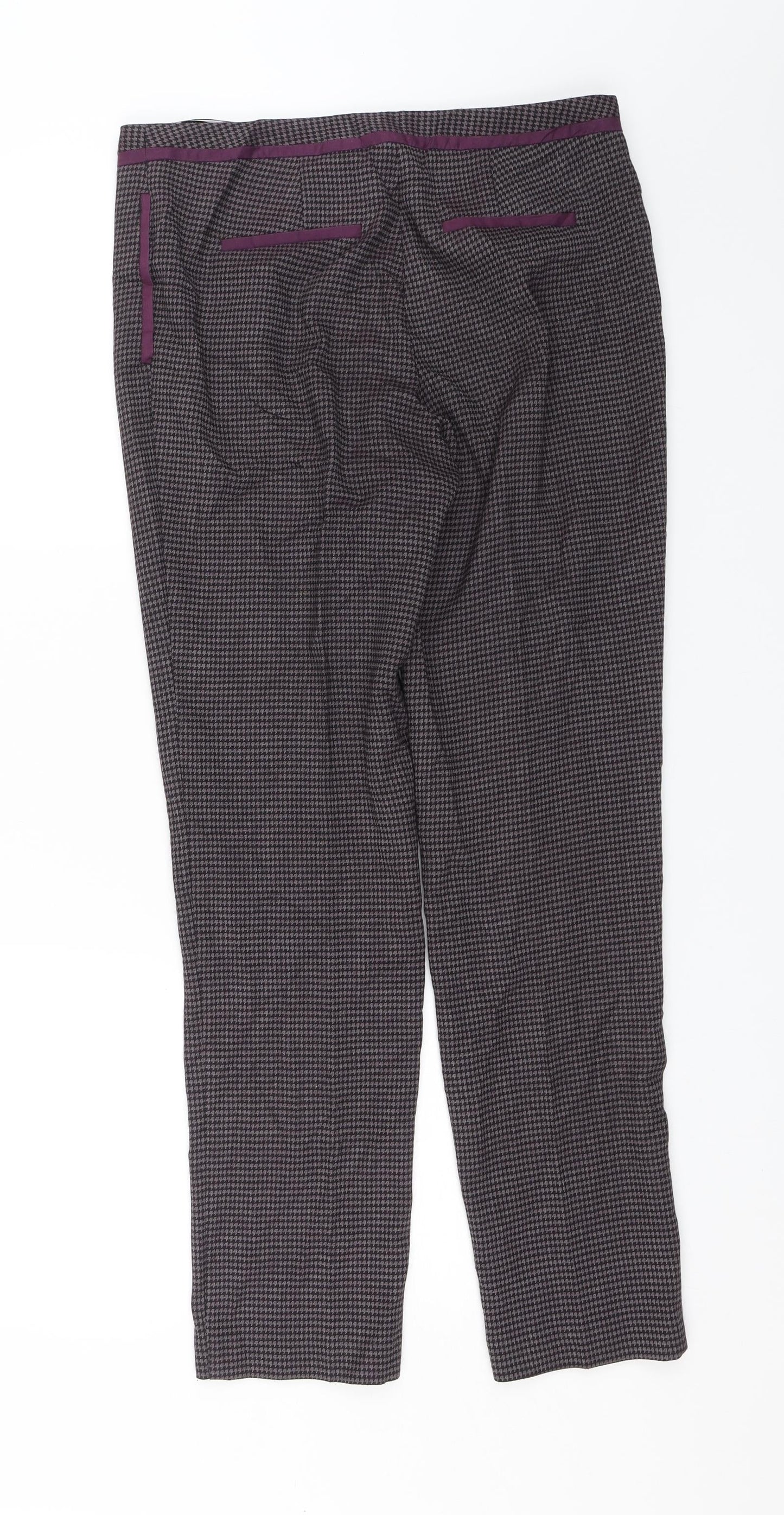 NEXT Womens Purple Check  Trousers  Size 8 L28 in