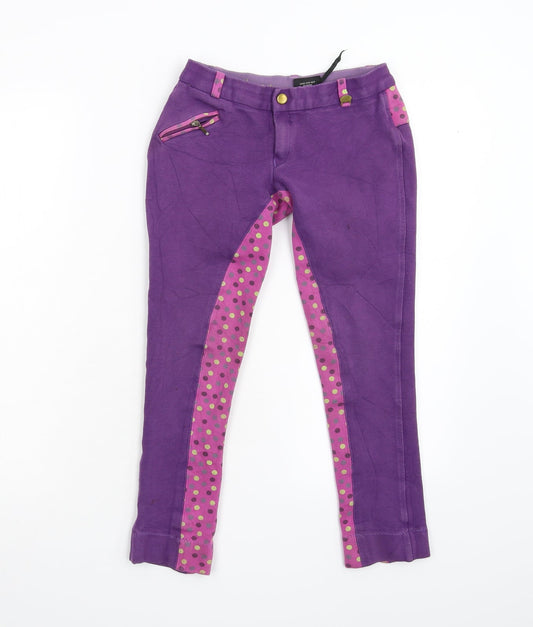 Hoof It Girls Purple Polka Dot   Trousers Size 2 Years - Jodhpurs