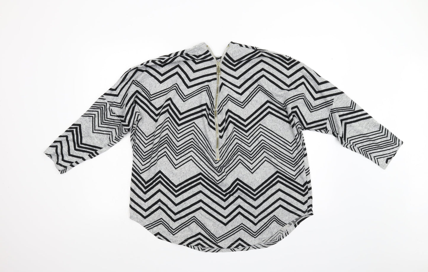 Quis Womens Grey Geometric   Blouse Size 16