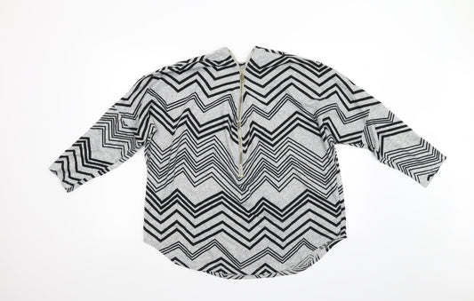 Quis Womens Grey Geometric   Blouse Size 16