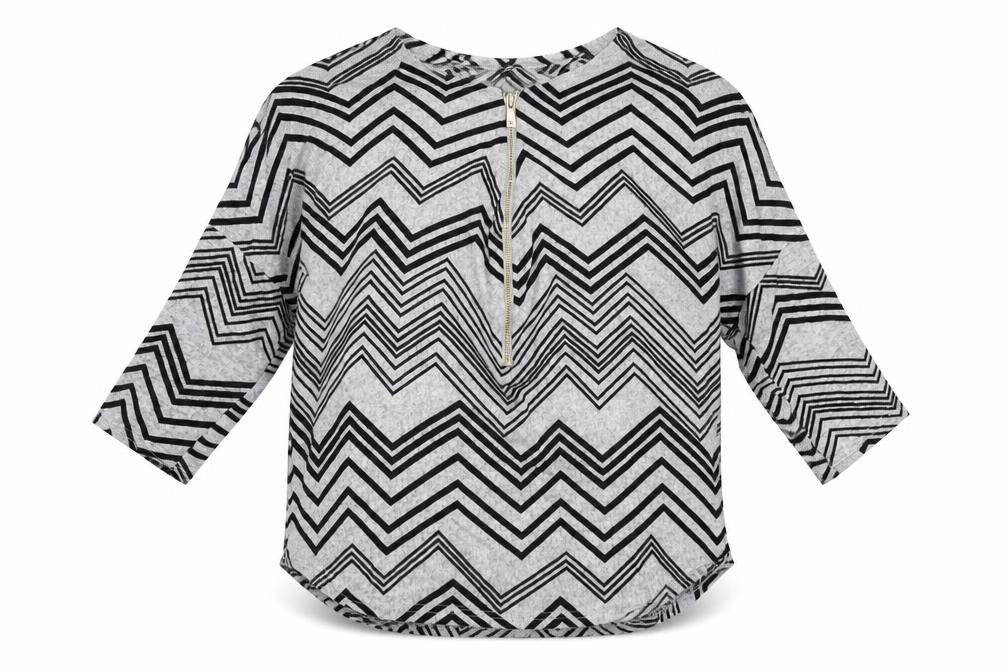 Quis Womens Grey Geometric   Blouse Size 16