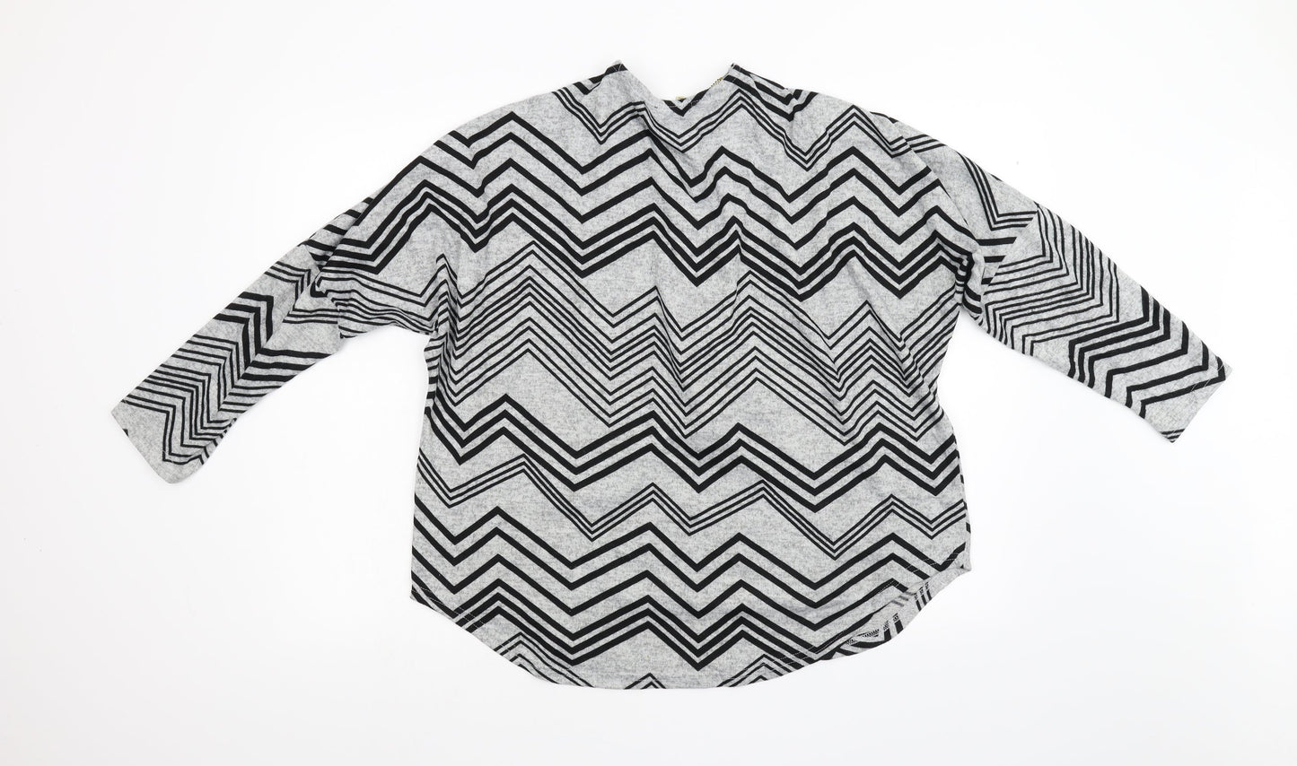 Quis Womens Grey Geometric   Blouse Size 16