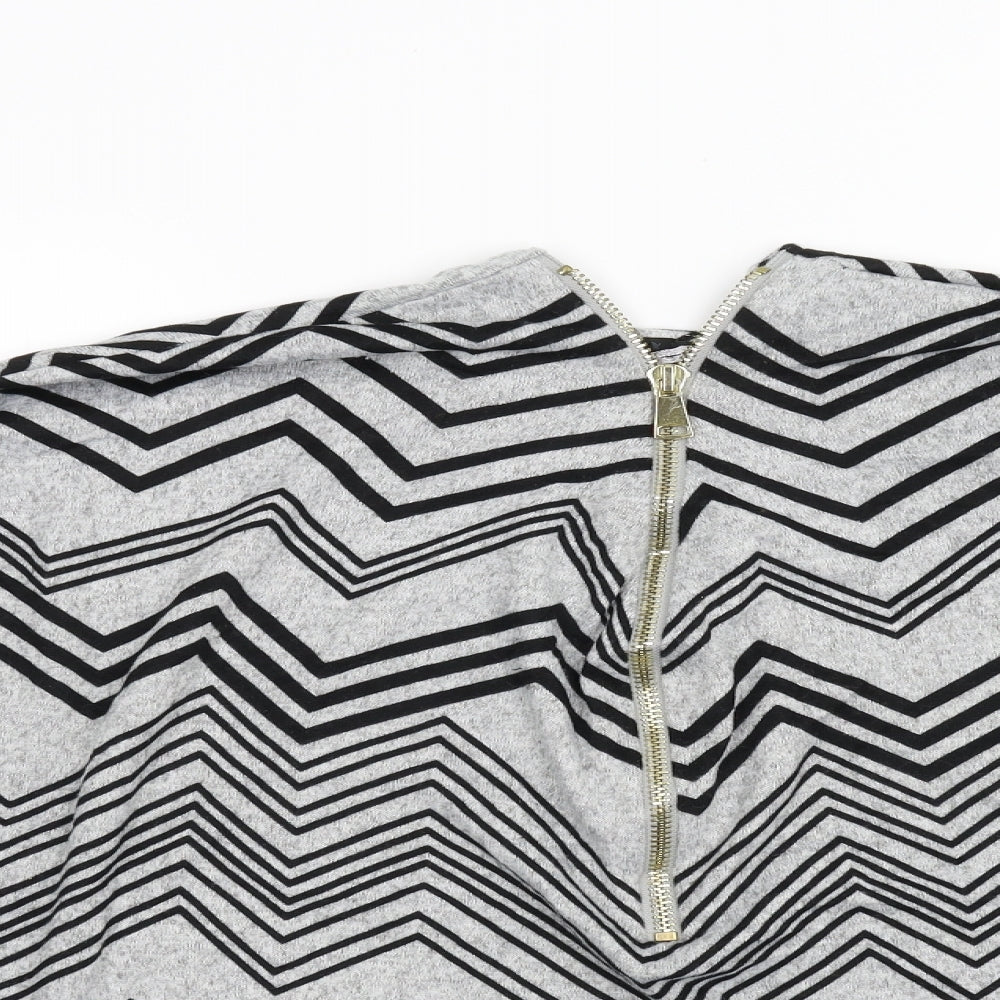 Quis Womens Grey Geometric   Blouse Size 16