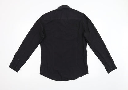 Back view of Taylor & Wright men’s black button-up, size 15