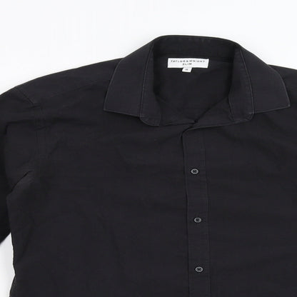 Close-up detail of Taylor & Wright men’s black button-up, size 15