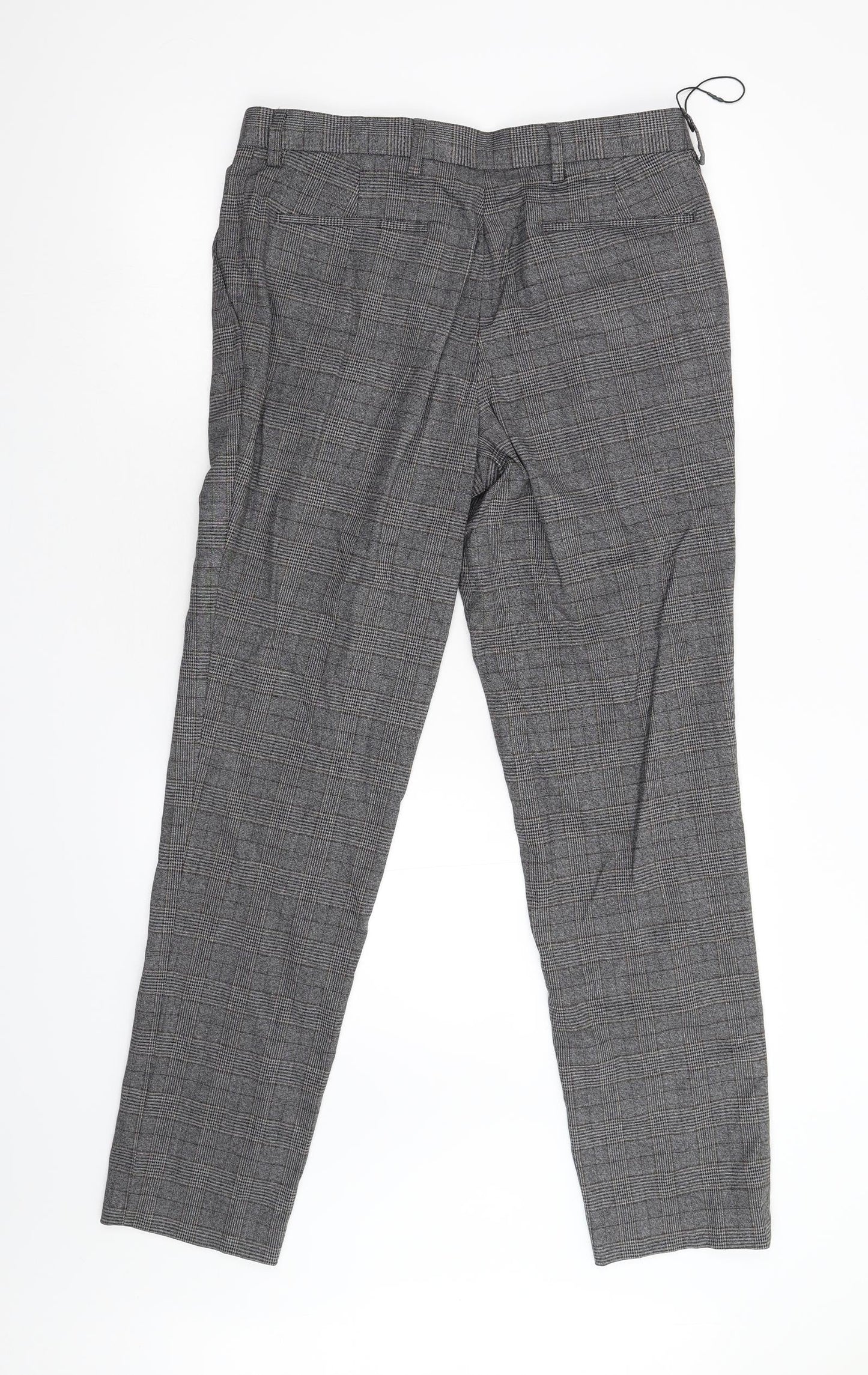 M&S Womens Grey Check  Trousers  Size 32 L30 in
