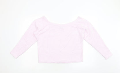 Additional front view of ASOS women’s pink fleece jumper, size UK 10