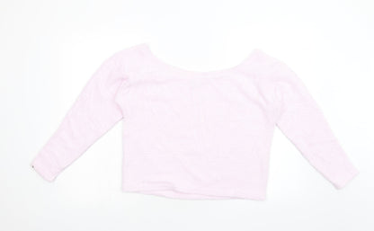 Back view of ASOS women’s pink fleece jumper, size UK 10