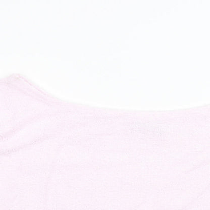 Close-up detail of ASOS women’s pink fleece jumper, size UK 10