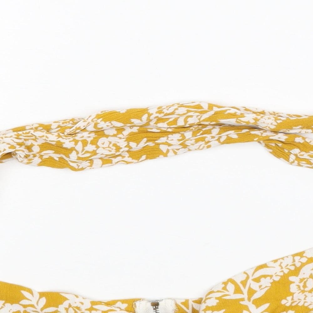 Sheine Womens Yellow Floral Rayon Basic Blouse Size 4