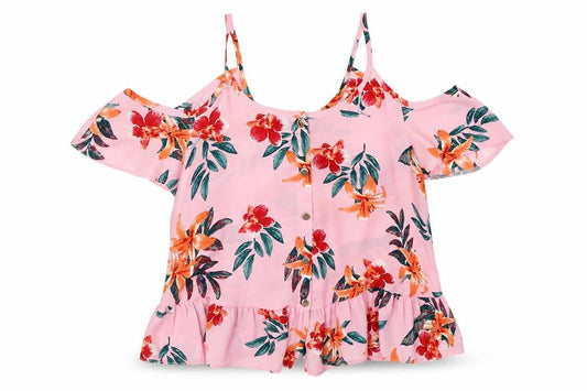 Atmosphere Womens Pink Floral  Basic Blouse Size 4  - open shoulder
