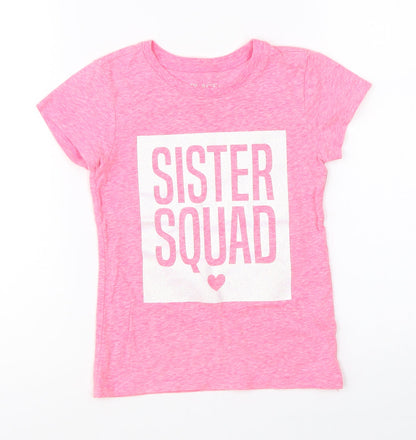 Additional front view of Place girls’ pink basic t-shirt, size 4, years