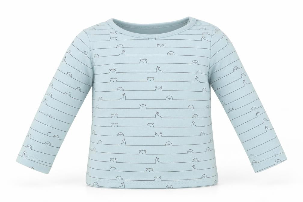 F&F Baby Green Animal Print  Basic T-Shirt Size 0-3 Months  - Bears, Whales, Seals