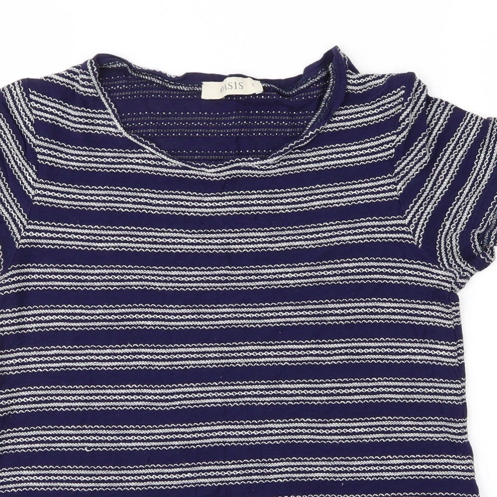 Oasis Womens Beige Striped  Basic Blouse Size S