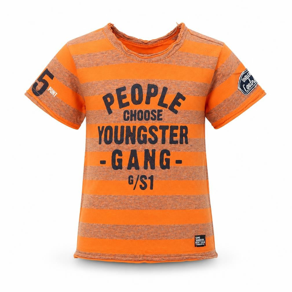 Gang Boys Orange Striped  Basic T-Shirt Size 12-18 Months
