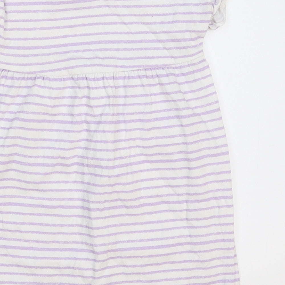 George Girls White Striped  T-Shirt Dress  Size 12-18 Months