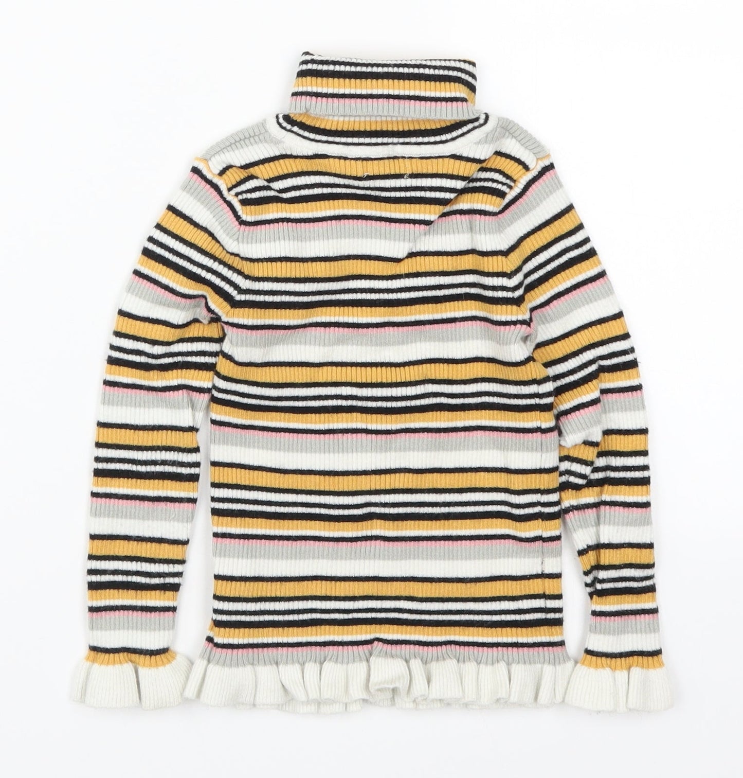 Primark Girls Yellow Striped Knit Pullover Jumper Size 5-6 Years