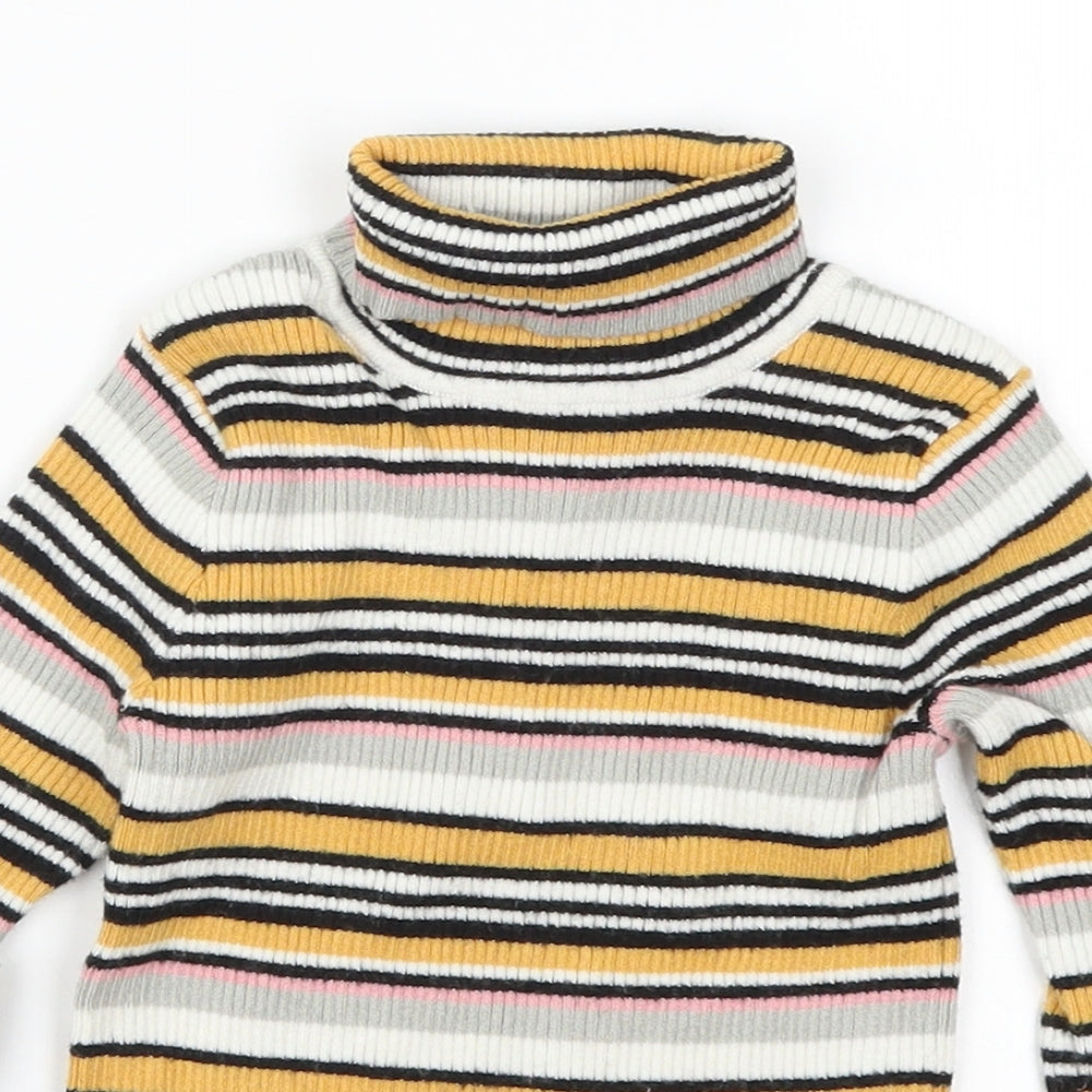 Primark Girls Yellow Striped Knit Pullover Jumper Size 5-6 Years