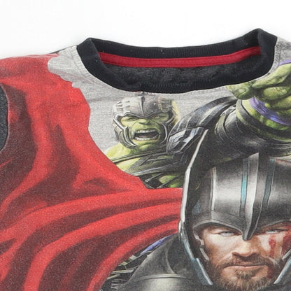 Preloved F&F Boys Grey Solid   Pyjama Top Size 5-6 Years  - Thor Ragnarok - Detail