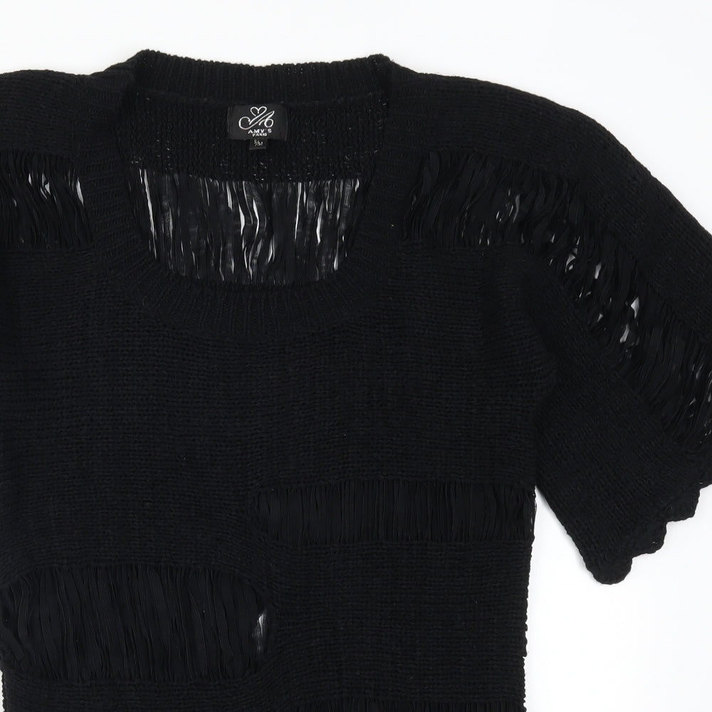 Amy's Paris Womens Black  Knit Pullover Jumper Size S