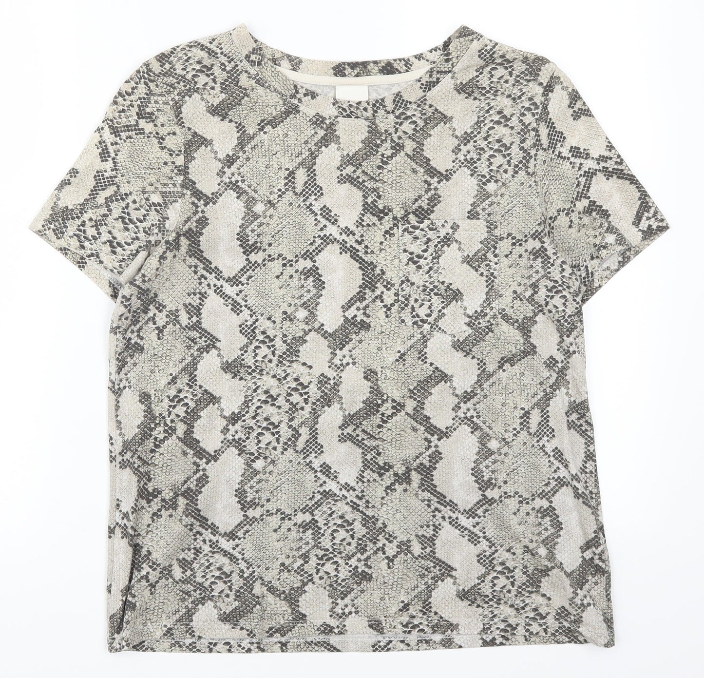 H&M Womens Beige Animal Print  Basic T-Shirt Size S