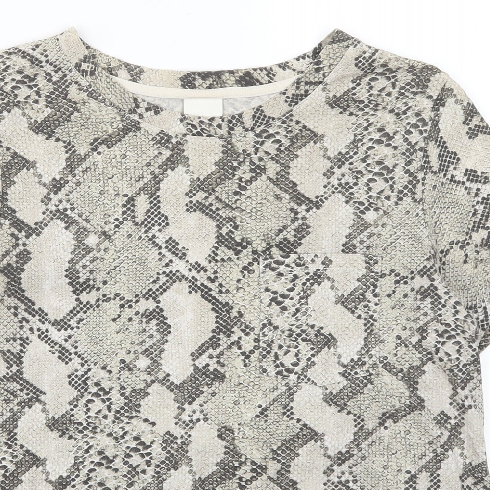 H&M Womens Beige Animal Print  Basic T-Shirt Size S