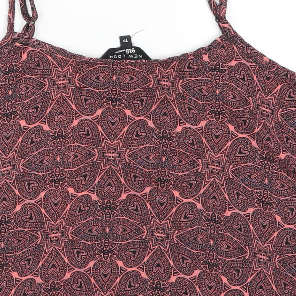 New Look Girls Pink Geometric  Cropped Tank Size 13 Years