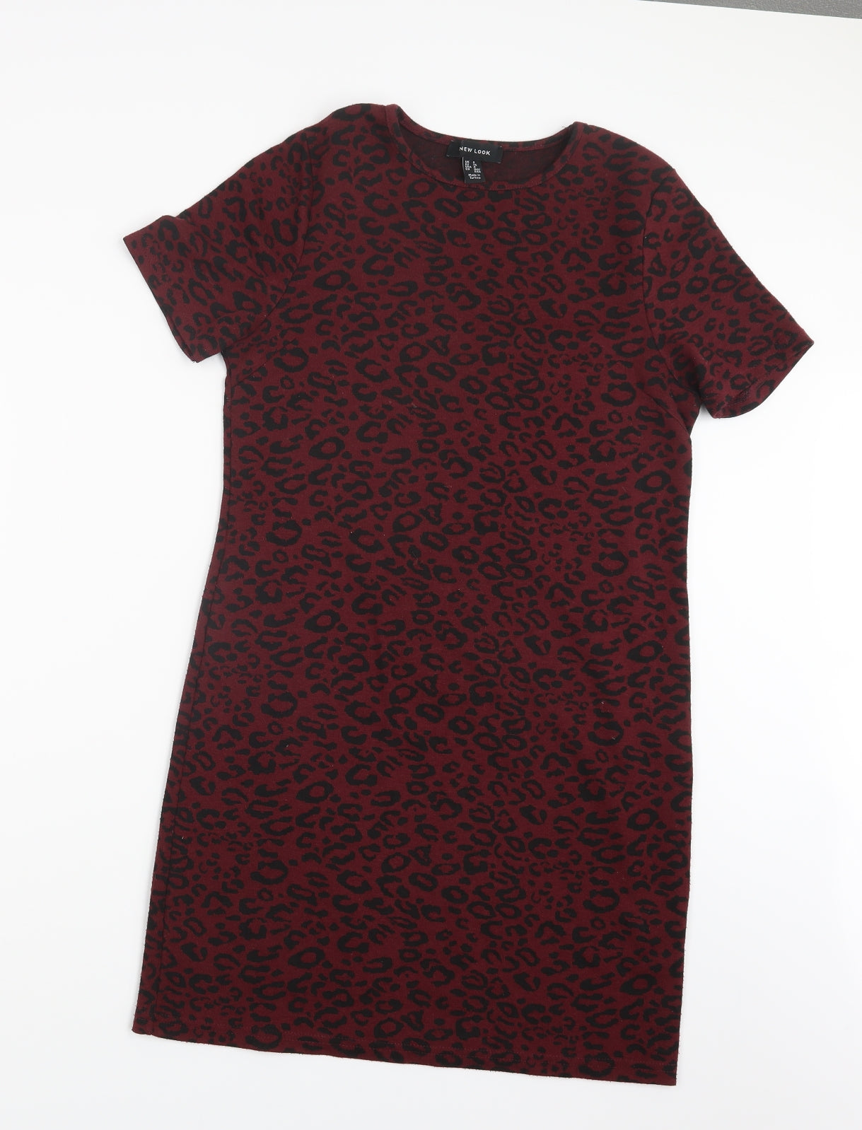 New Look Womens Red Animal Print  T-Shirt Dress  Size 8